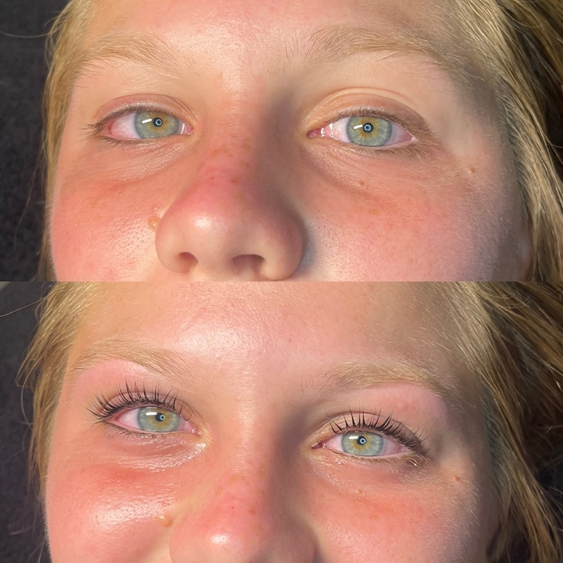 Lash lift, before and after