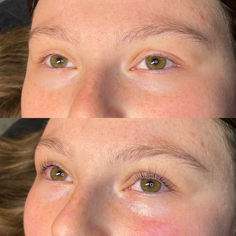 Lash lift, before and after
