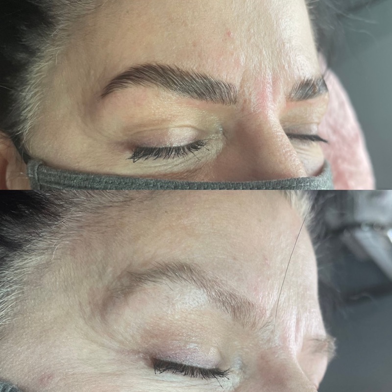Brow and lash results, before and after
