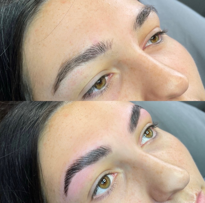 Brow lamination, before and after